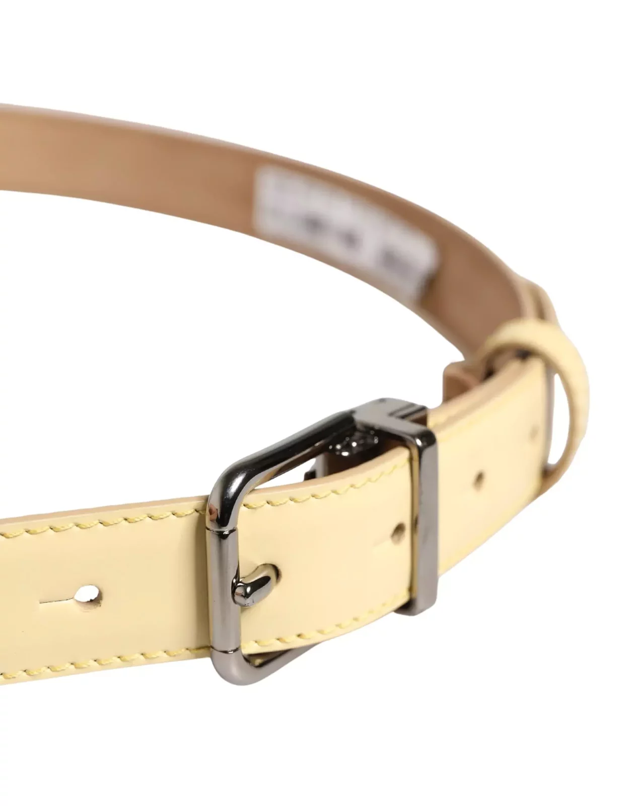 Classic Leather Belt with Metal Buckle - Yellow / 85 cm / 34 Inches