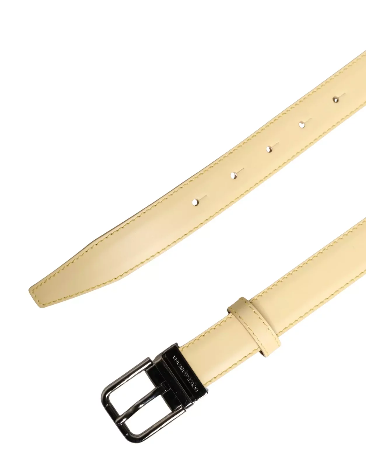 Classic Leather Belt with Metal Buckle - Yellow / 85 cm / 34 Inches