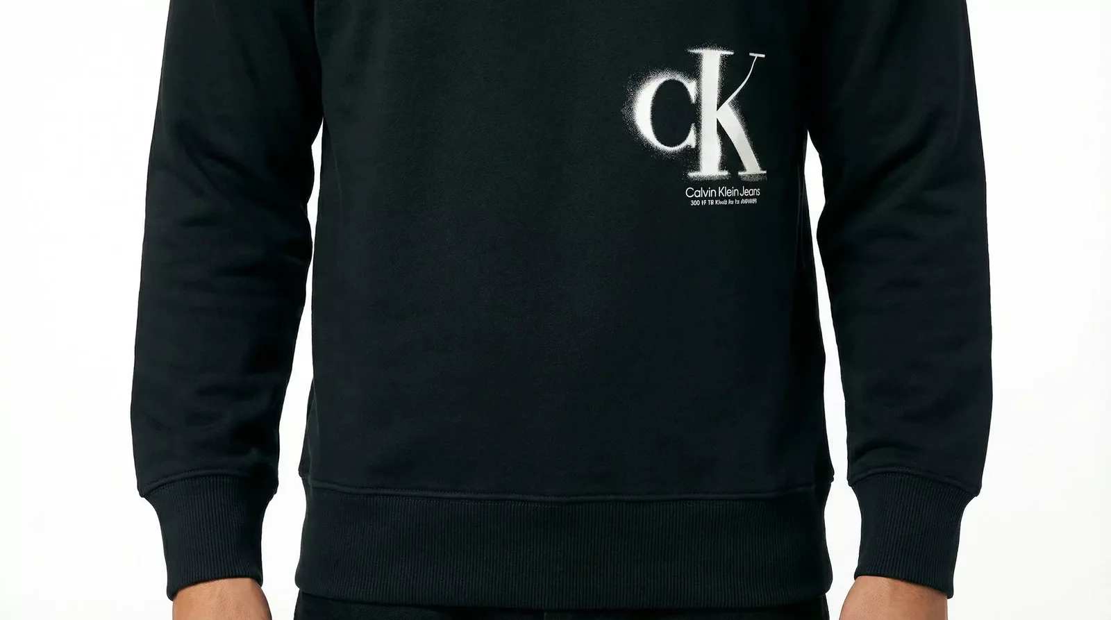 CK Logo Sweatshirt Spray Paint Design - Black / XL