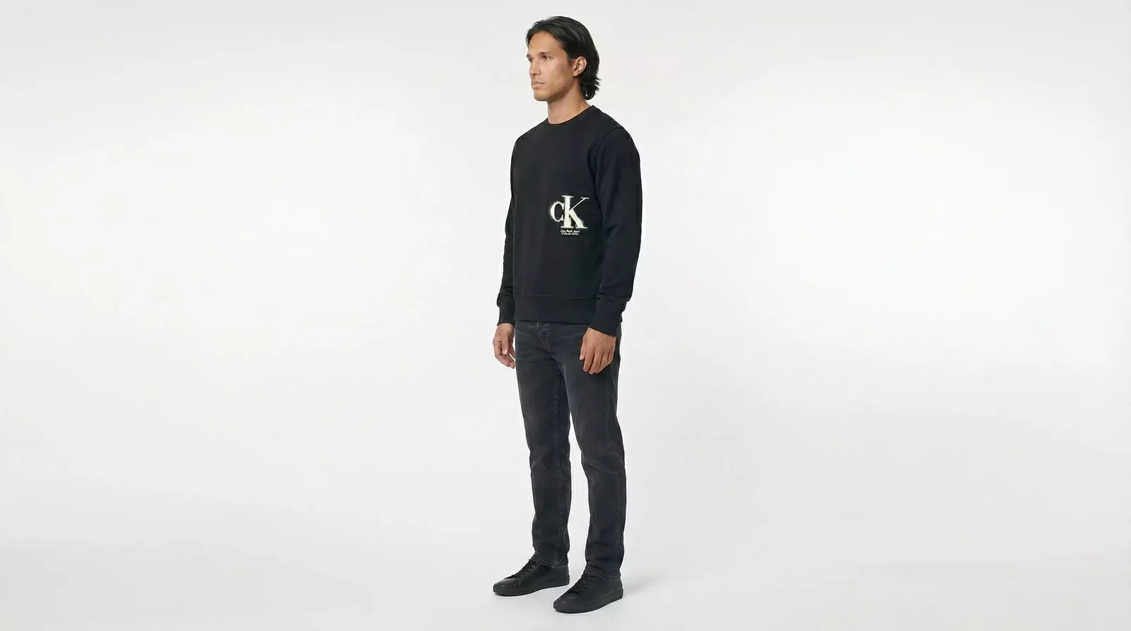 CK Logo Sweatshirt Spray Paint Design - Black / XL