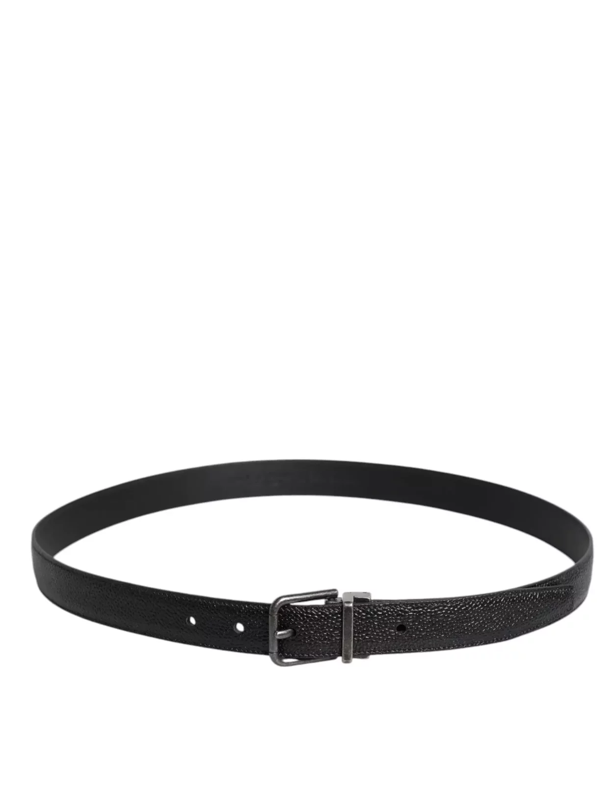 Leather Belt with Metal Buckle - Black / 90 cm / 36 Inches