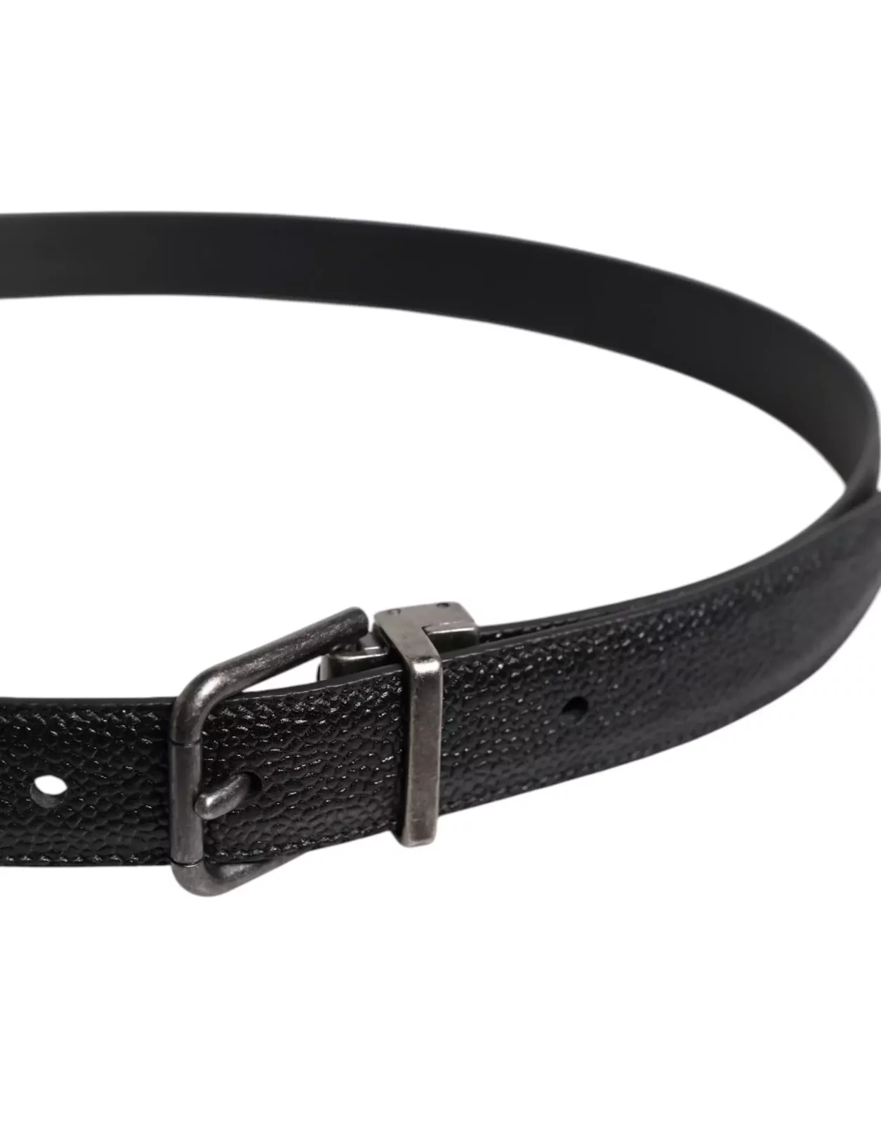 Leather Belt with Metal Buckle - Black / 90 cm / 36 Inches