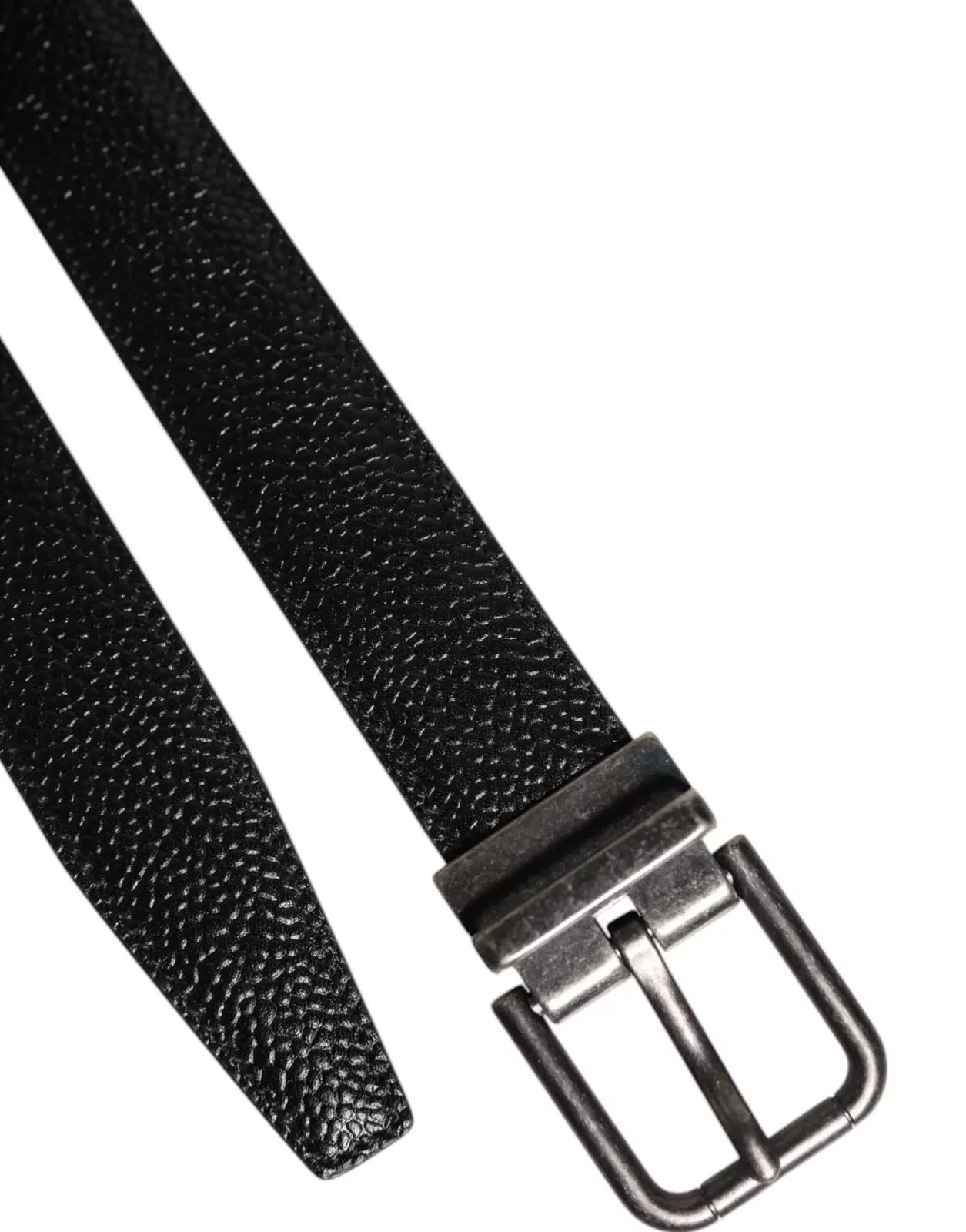 Leather Belt with Metal Buckle - Black / 90 cm / 36 Inches