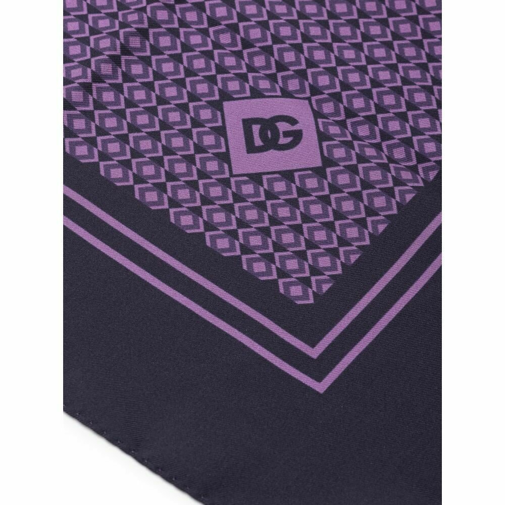 Silk Scarf Geometric Pattern - Purple