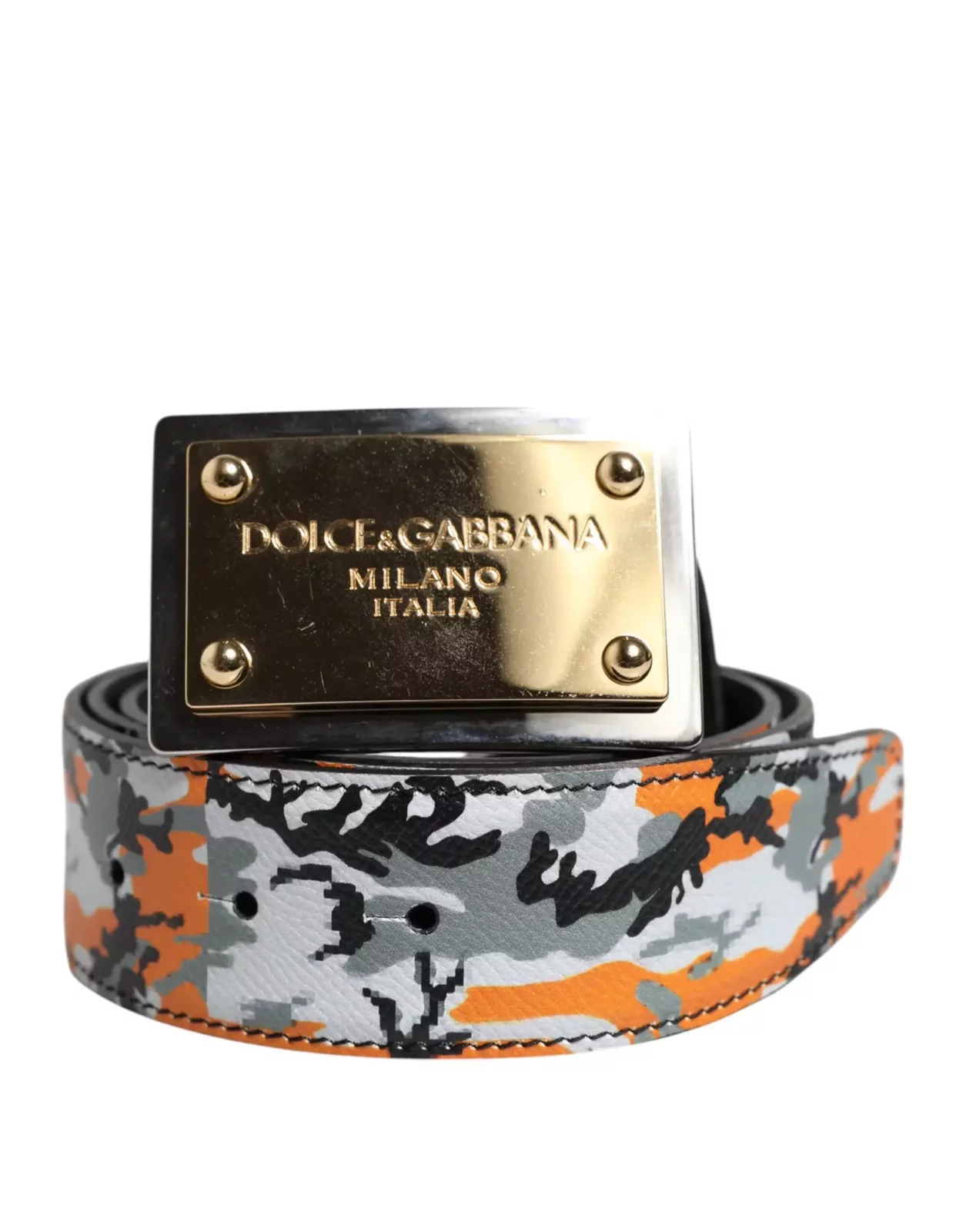Camouflage Metal Logo Buckle Leather Belt - Multicolor / 90 cm / 36 Inches