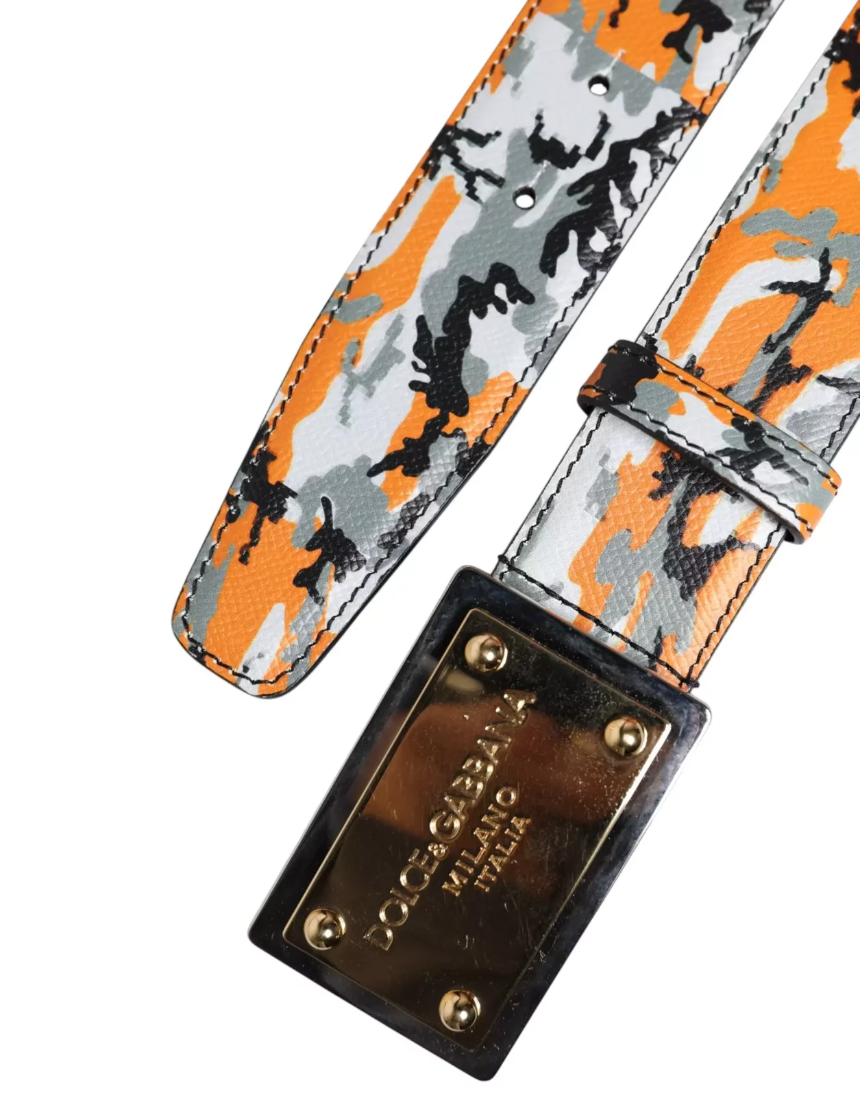 Camouflage Metal Logo Buckle Leather Belt - Multicolor / 90 cm / 36 Inches