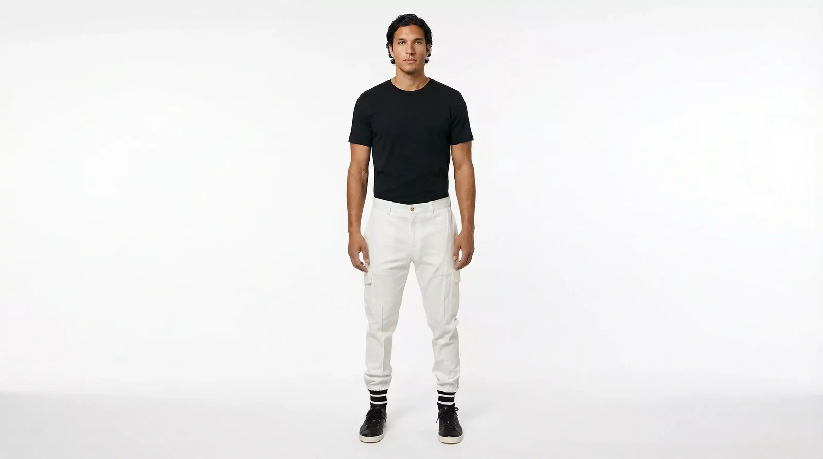 Cotton Jogger Cargo Skinny Pants - White / IT50 | L