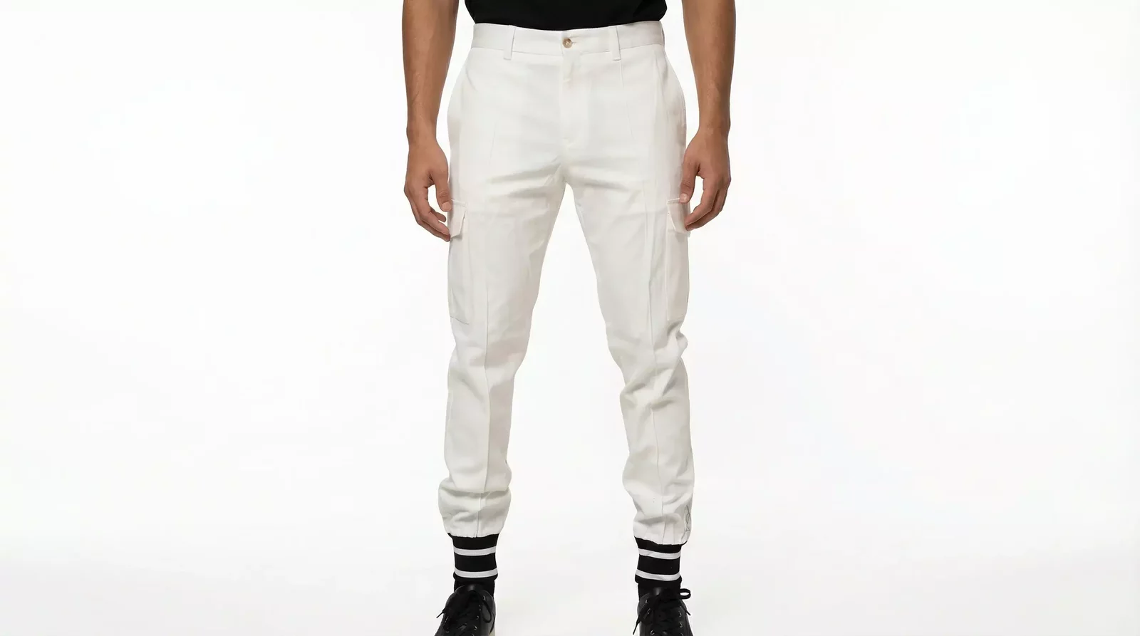 Cotton Jogger Cargo Skinny Pants - White / IT50 | L