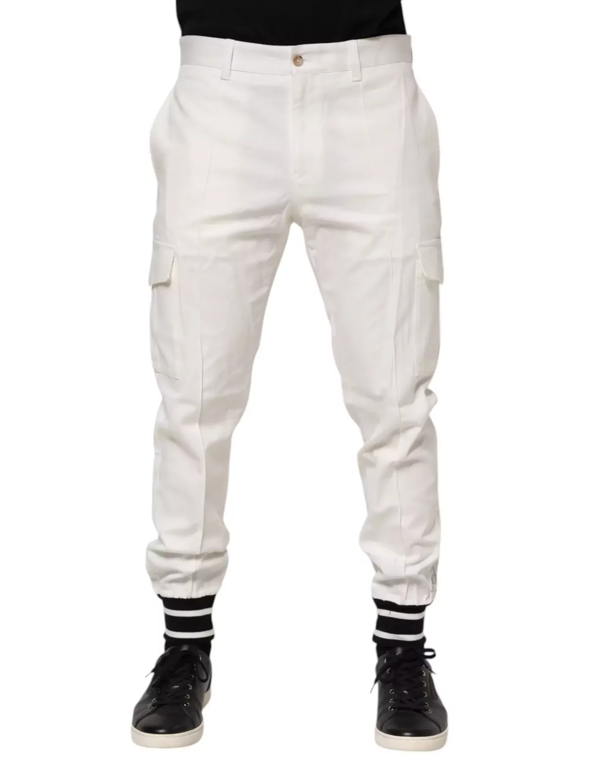 Cotton Jogger Cargo Skinny Pants - White / IT50 | L