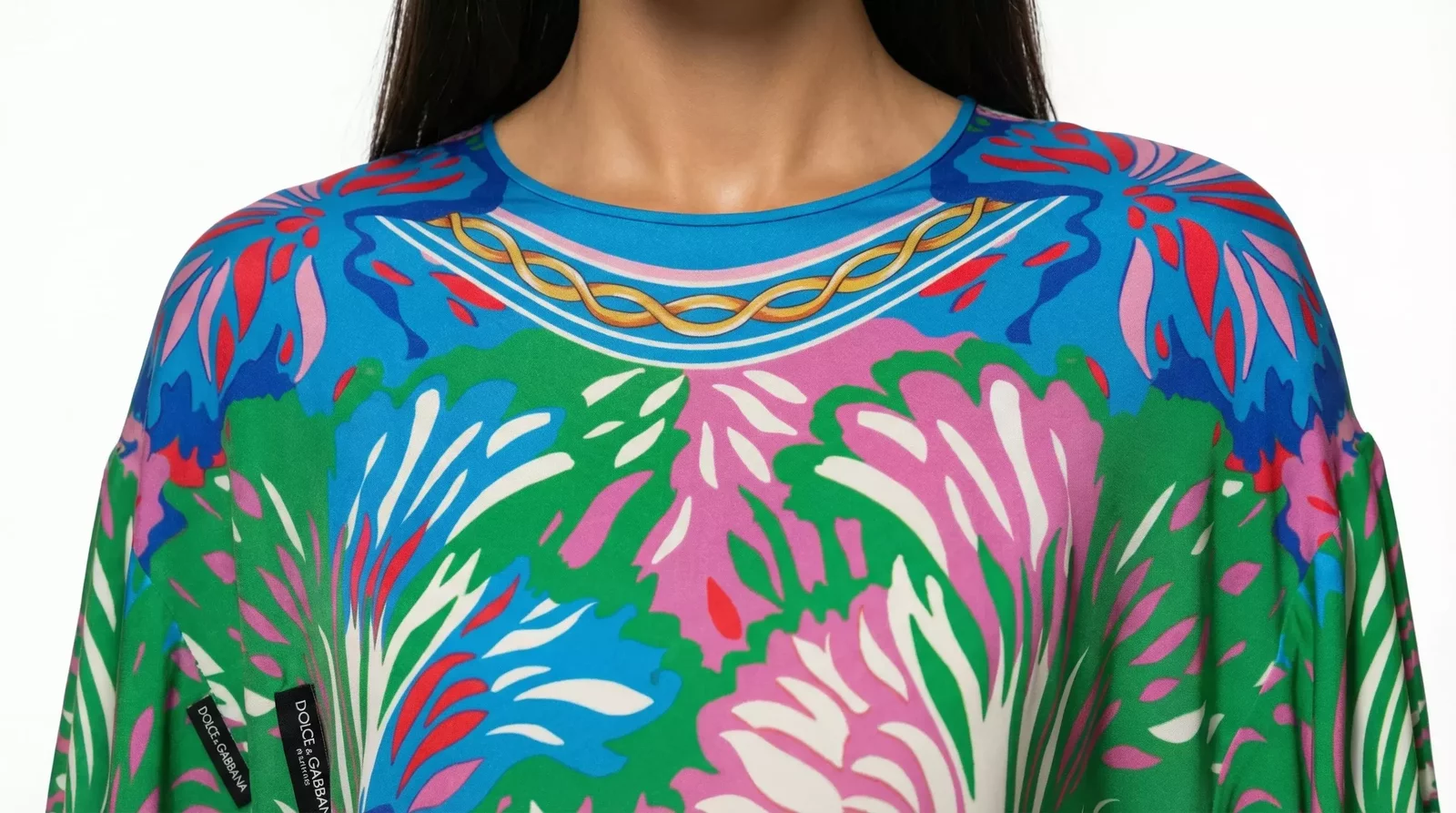 Floral Printed Tunic Blouse Top - Deep blue / IT38 | XS