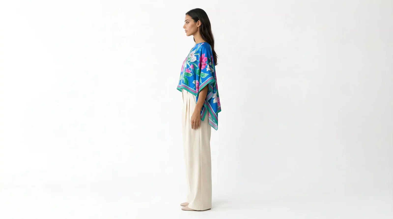Floral Printed Tunic Blouse Top - Deep blue / IT38 | XS