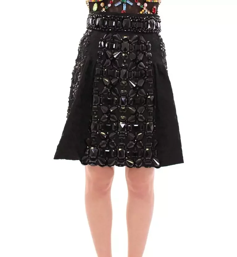 Dolce Gabbana Embellished Mini Skirt - Black / IT42|M
