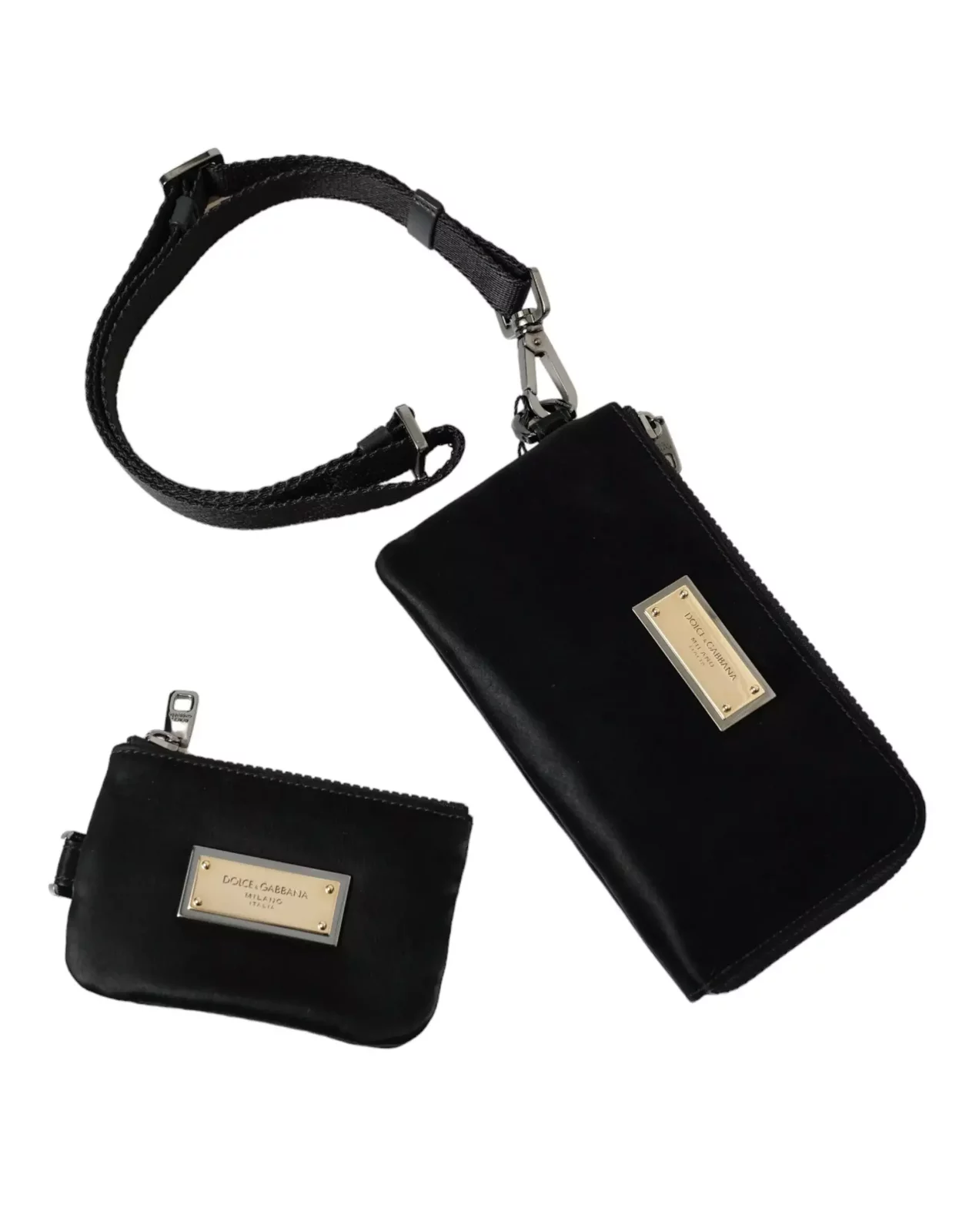 ZipAround Clutch with Strap - Black