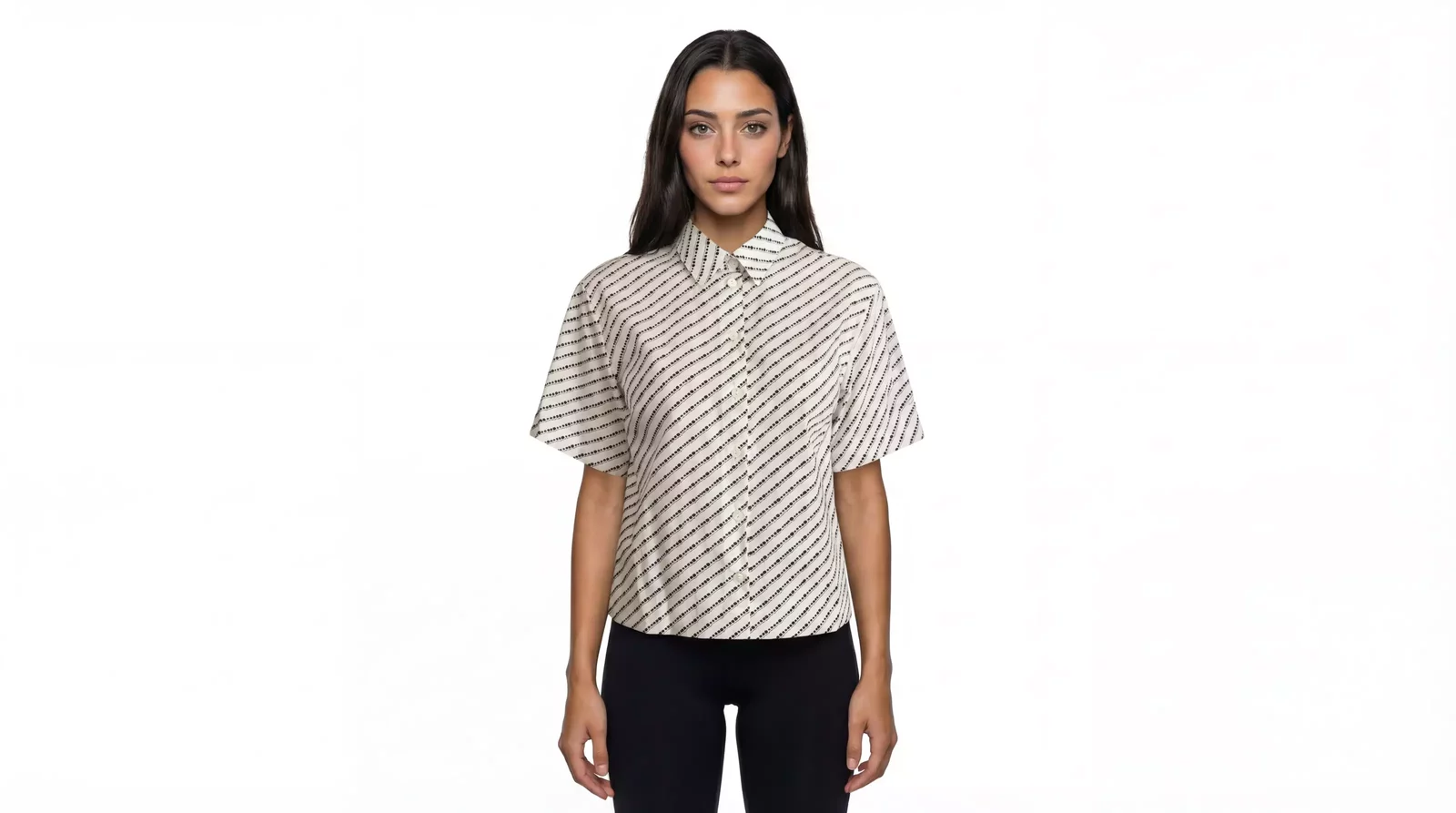 Dolce Gabbana Short Sleeve Collared Shirt - BlackWhite / IT42|M