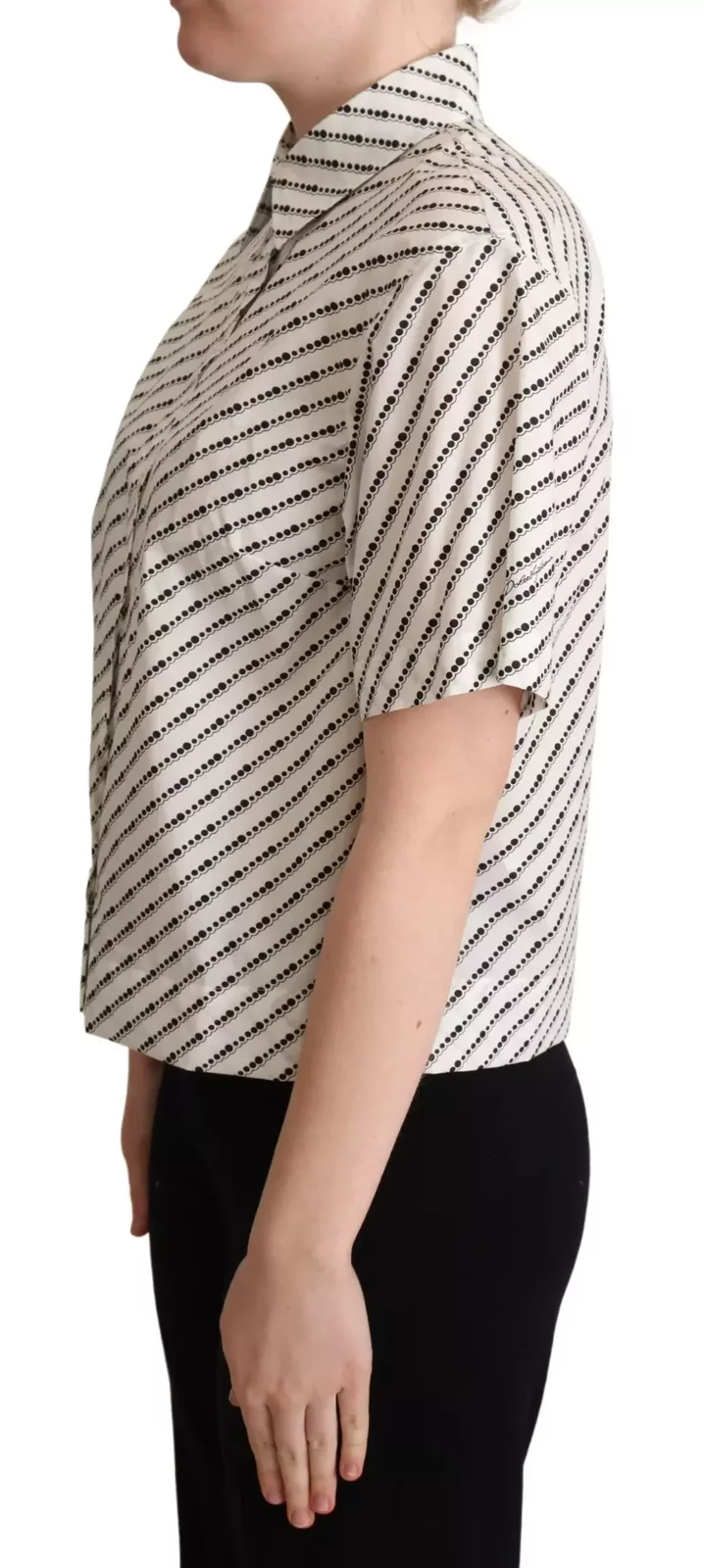 Dolce Gabbana Short Sleeve Collared Shirt - BlackWhite / IT42|M