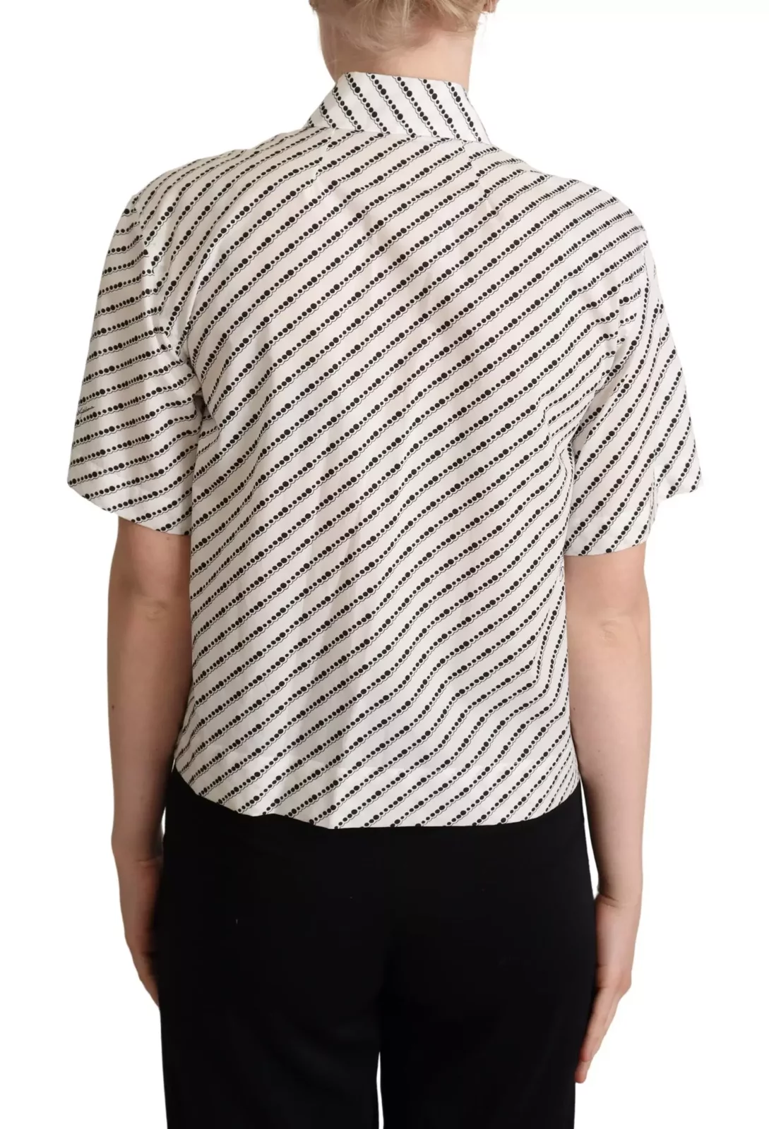 Dolce Gabbana Short Sleeve Collared Shirt - BlackWhite / IT42|M