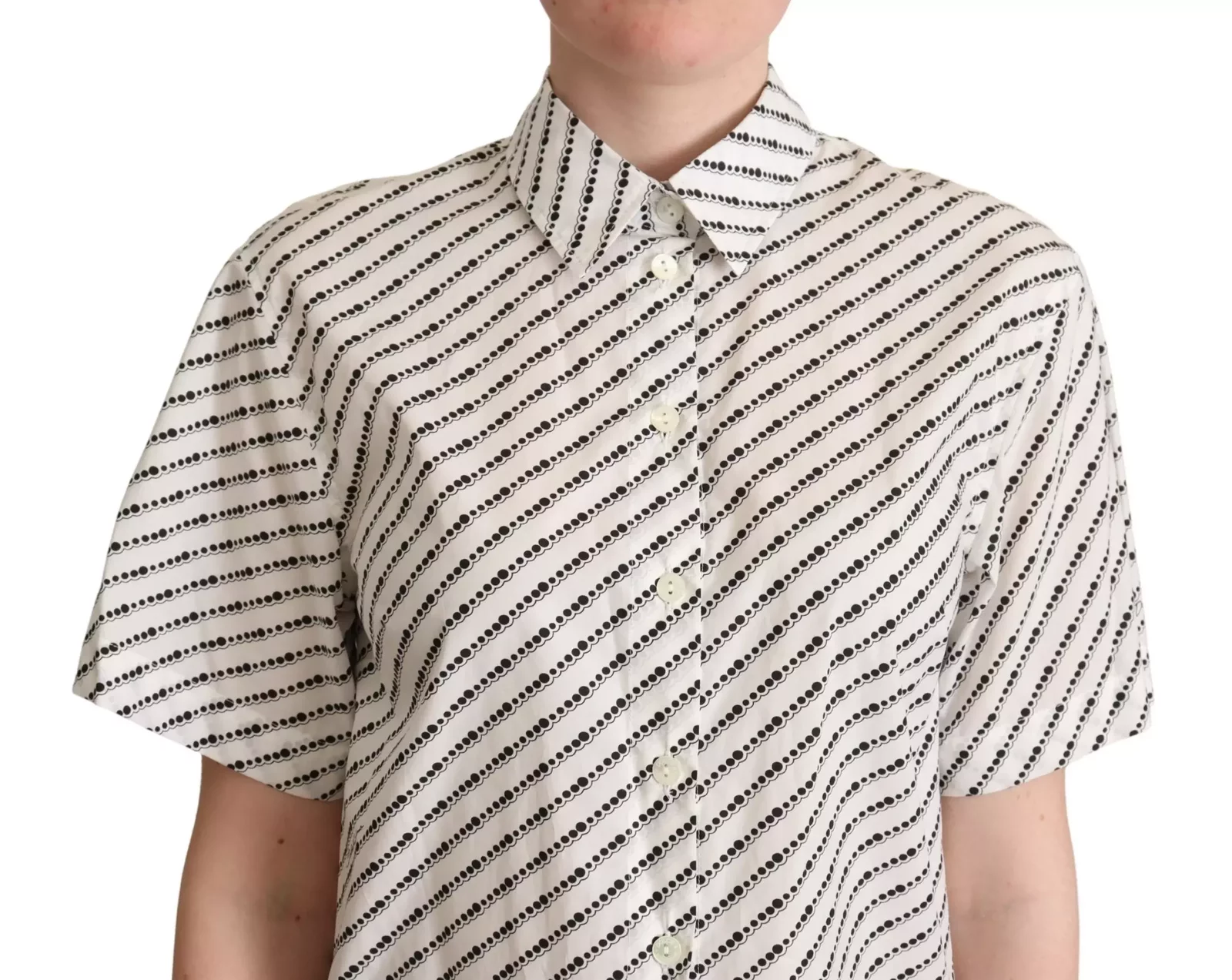 Dolce Gabbana Short Sleeve Collared Shirt - BlackWhite / IT42|M