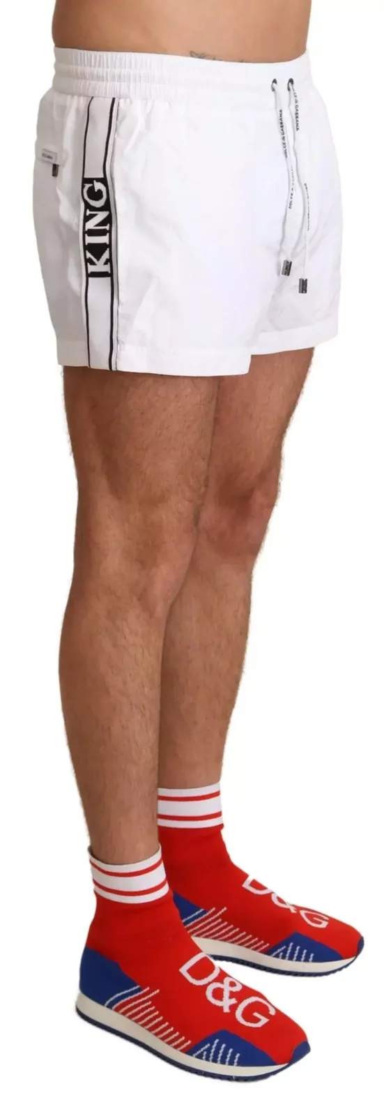 Dolce Gabbana Swim Shorts White - White and Red / IT4 | L