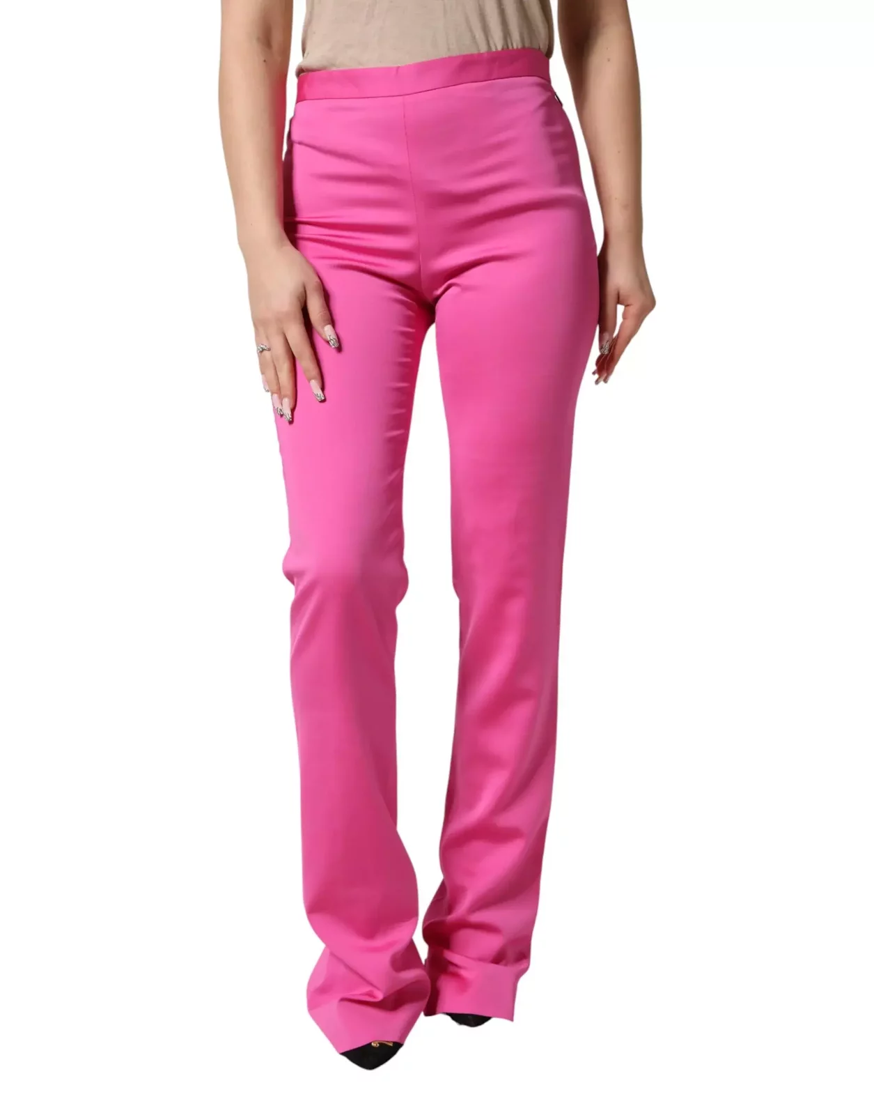High Waist Straight Casual Trousers - Pink / IT42|M