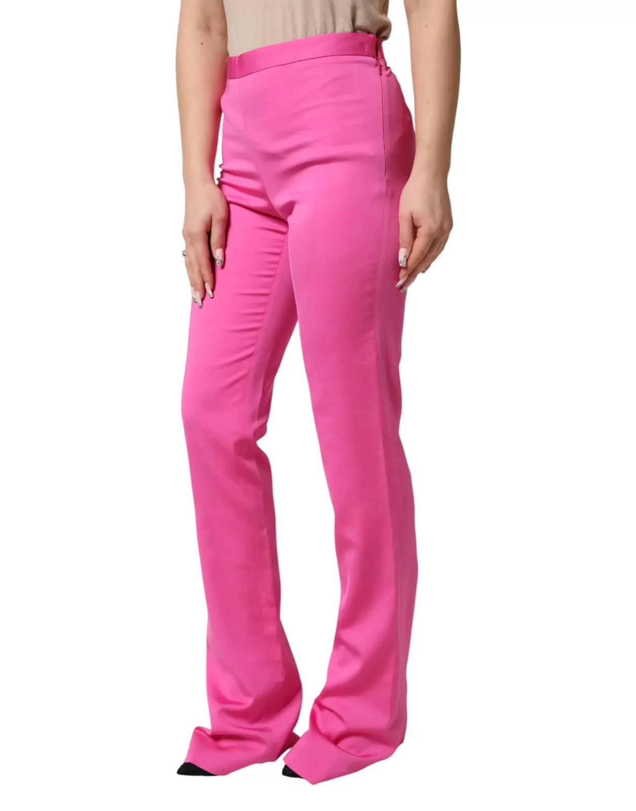 High Waist Straight Casual Trousers - Pink / IT42|M