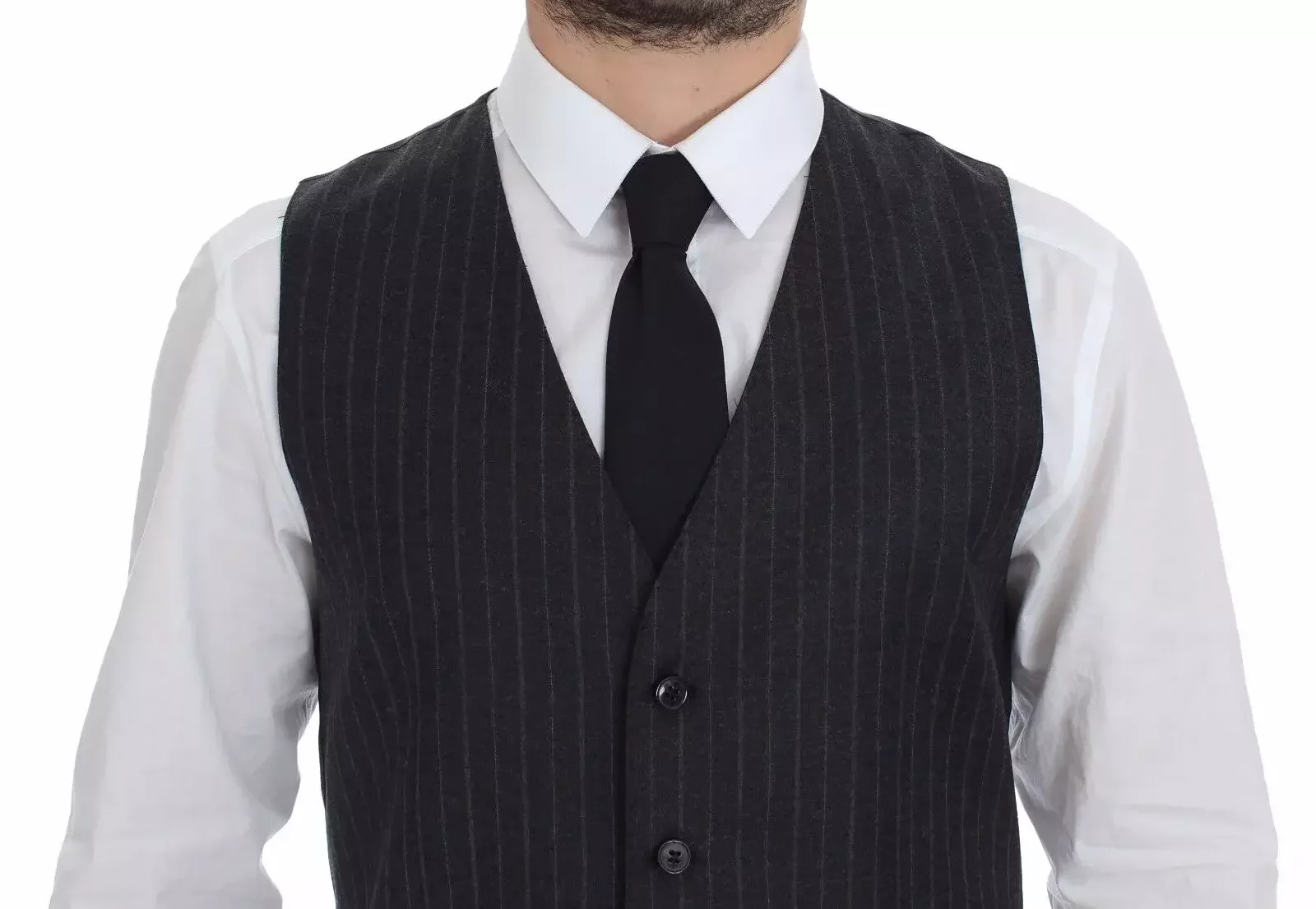 Gray Pinstripe Wool Vest - Gray / IT48 | M