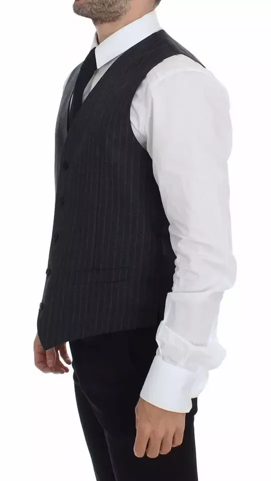 Gray Pinstripe Wool Vest - Gray / IT48 | M