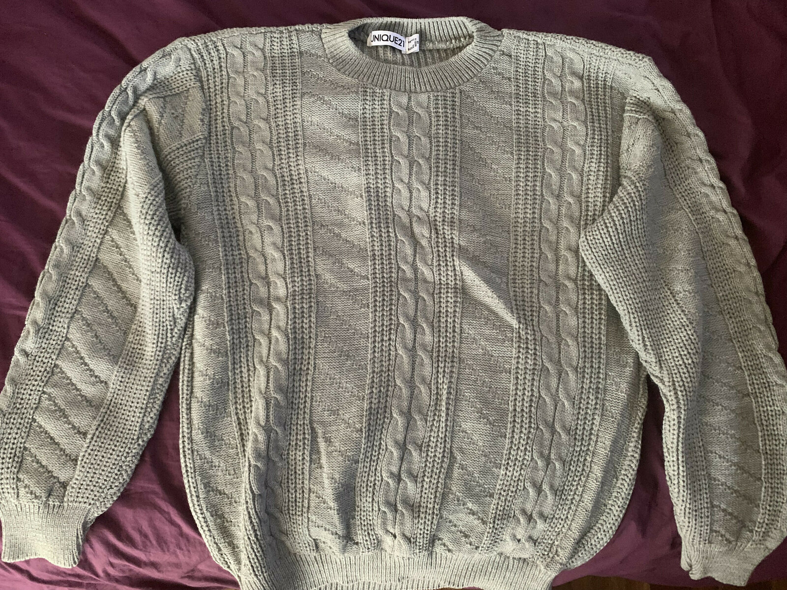 Grey cable knit jumper (M) - new
