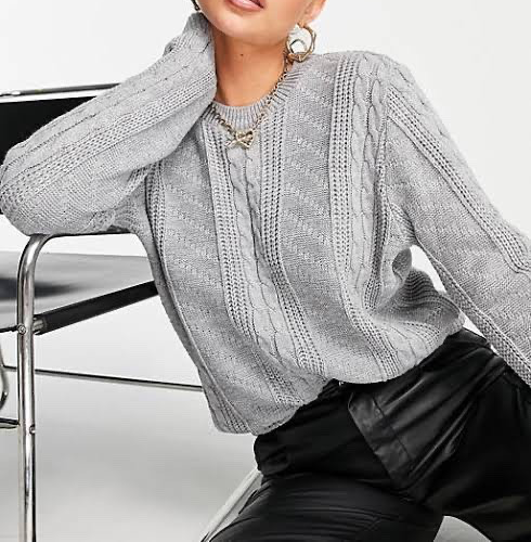 Grey cable knit jumper (M) - new
