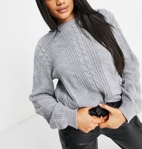 Grey cable knit jumper (M) - new