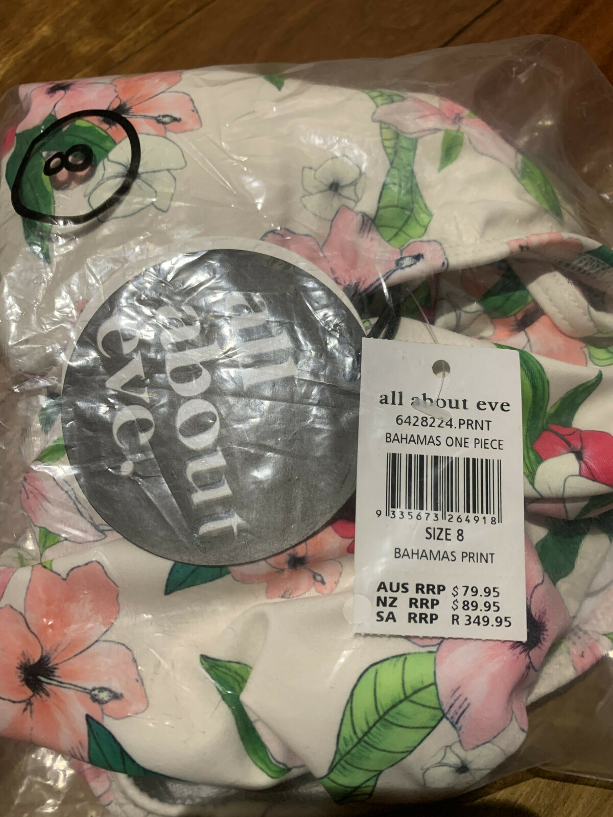 White Floral One Piece Swimsuit (S/M) - new