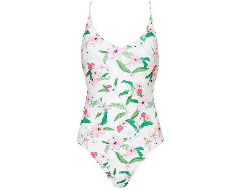 White Floral One Piece Swimsuit (S/M) - new