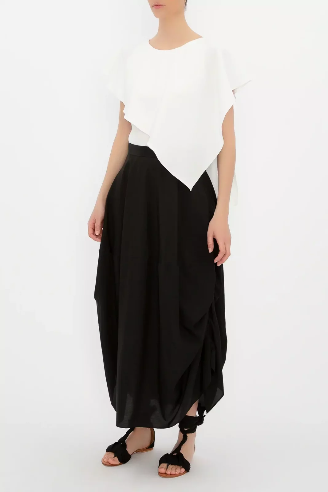 WHITE CRINKLE CREPE ZEN TOP