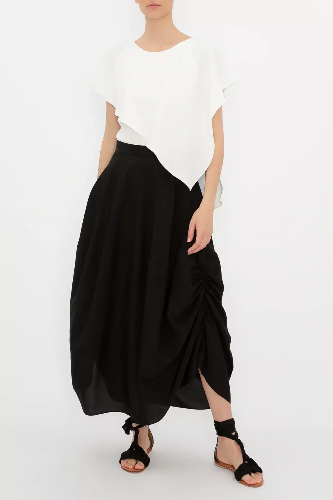 WHITE CRINKLE CREPE ZEN TOP