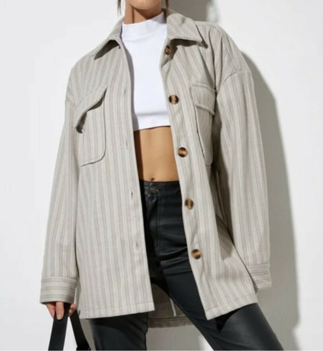 Marcella Light Grey Striped Jacket (S) - new