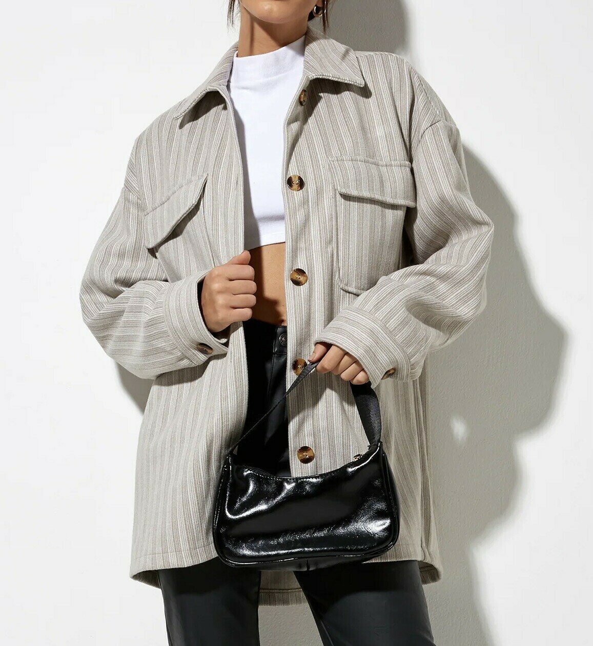 Marcella Light Grey Striped Jacket (S) - new