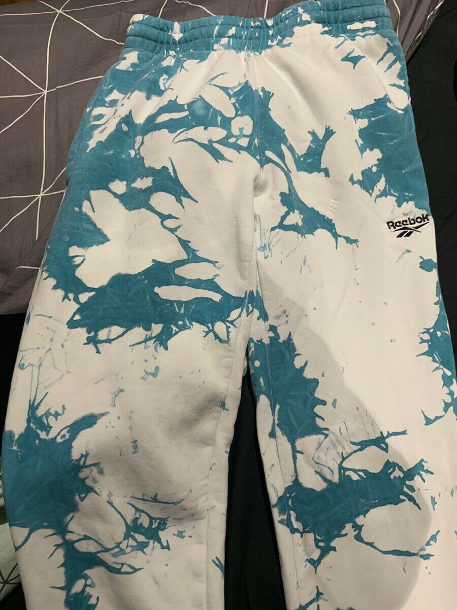 Blue and White Tie Dye Trackpants / Sweatpants (XS/S)