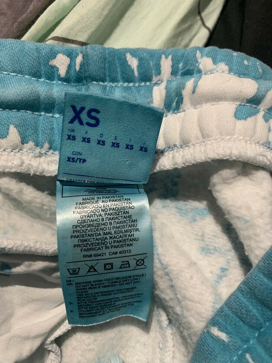 Blue and White Tie Dye Trackpants / Sweatpants (XS/S)