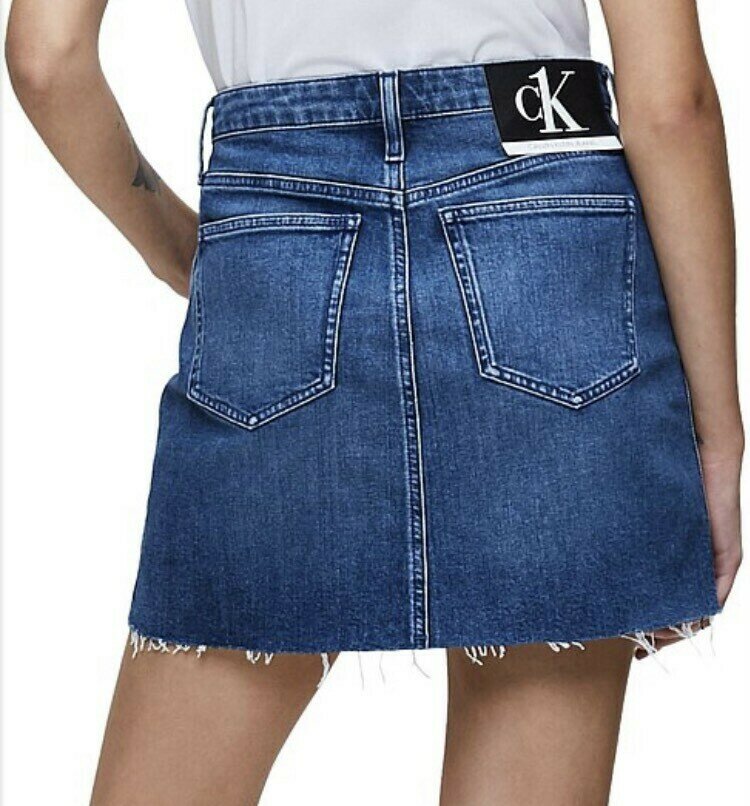 Mid-Blue Denim High Rise Mini Skirt (28) - new