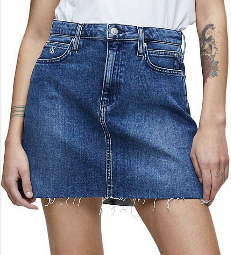 Mid-Blue Denim High Rise Mini Skirt (28) - new