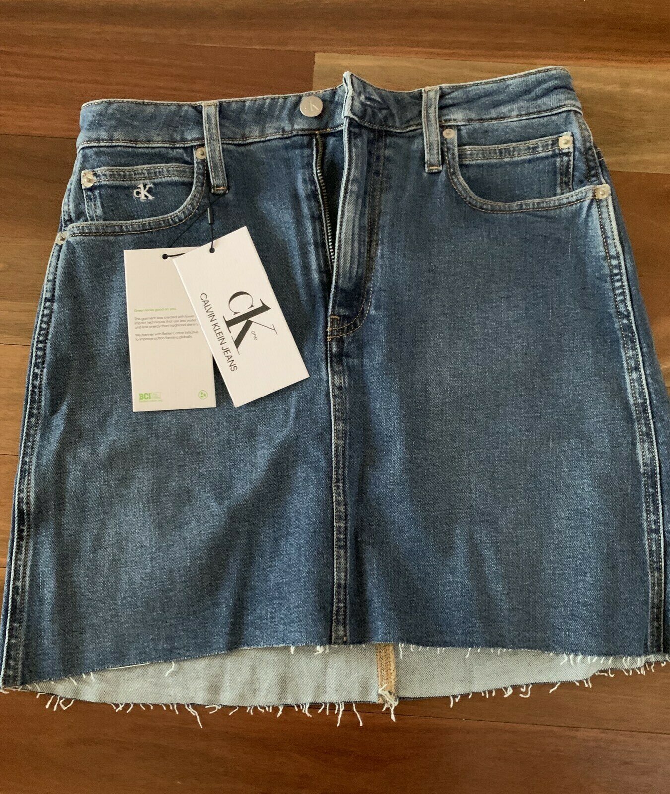 Mid-Blue Denim High Rise Mini Skirt (28) - new