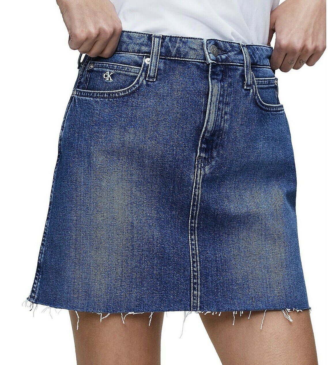 Mid-Blue Denim High Rise Mini Skirt (28) - new