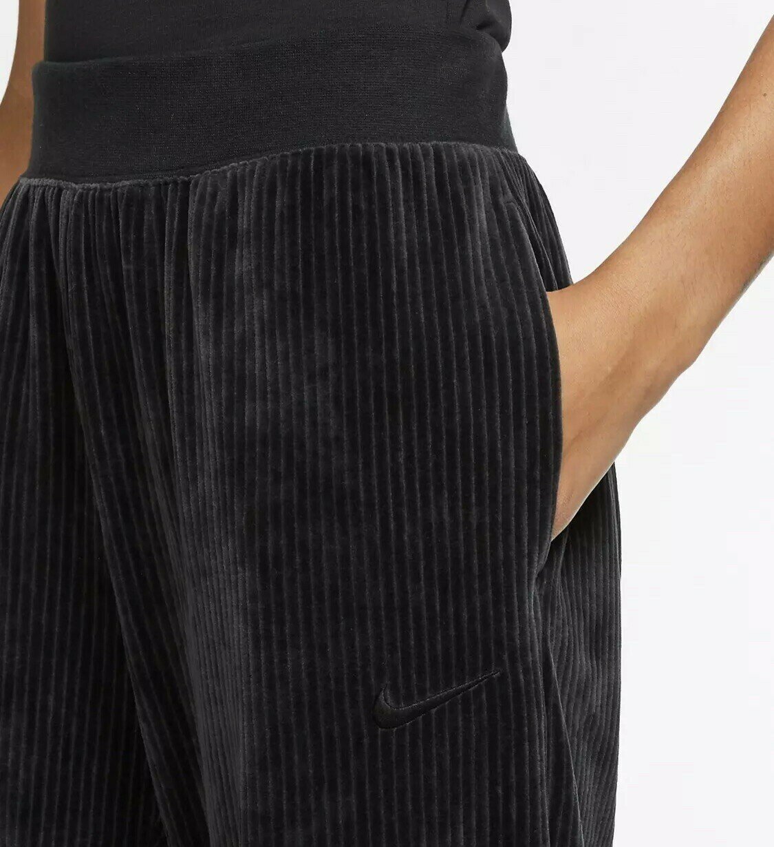 Black cord track pants / joggers (S) - new