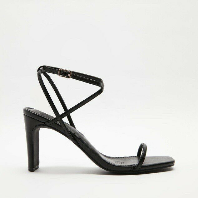 'Astro' smooth black high heel shoes (8) - new