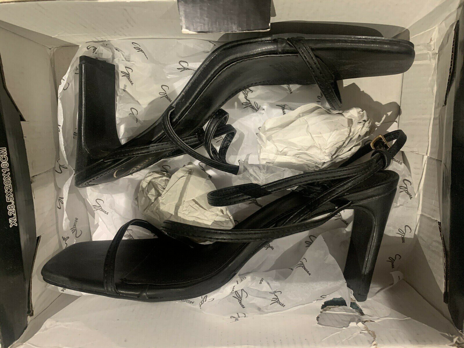 'Astro' smooth black high heel shoes (8) - new