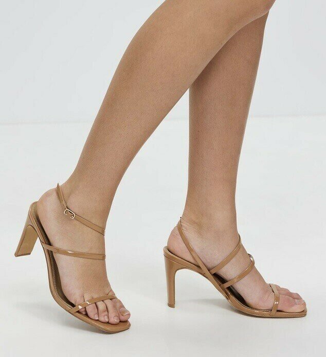 'Franny' tan / nude patent high heel shoes (7) - new