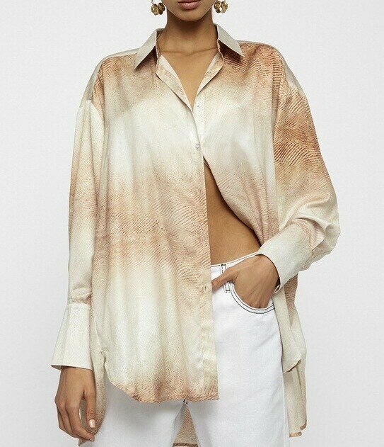 ‘Not Your Average’ Nude Python Button Shirt - new
