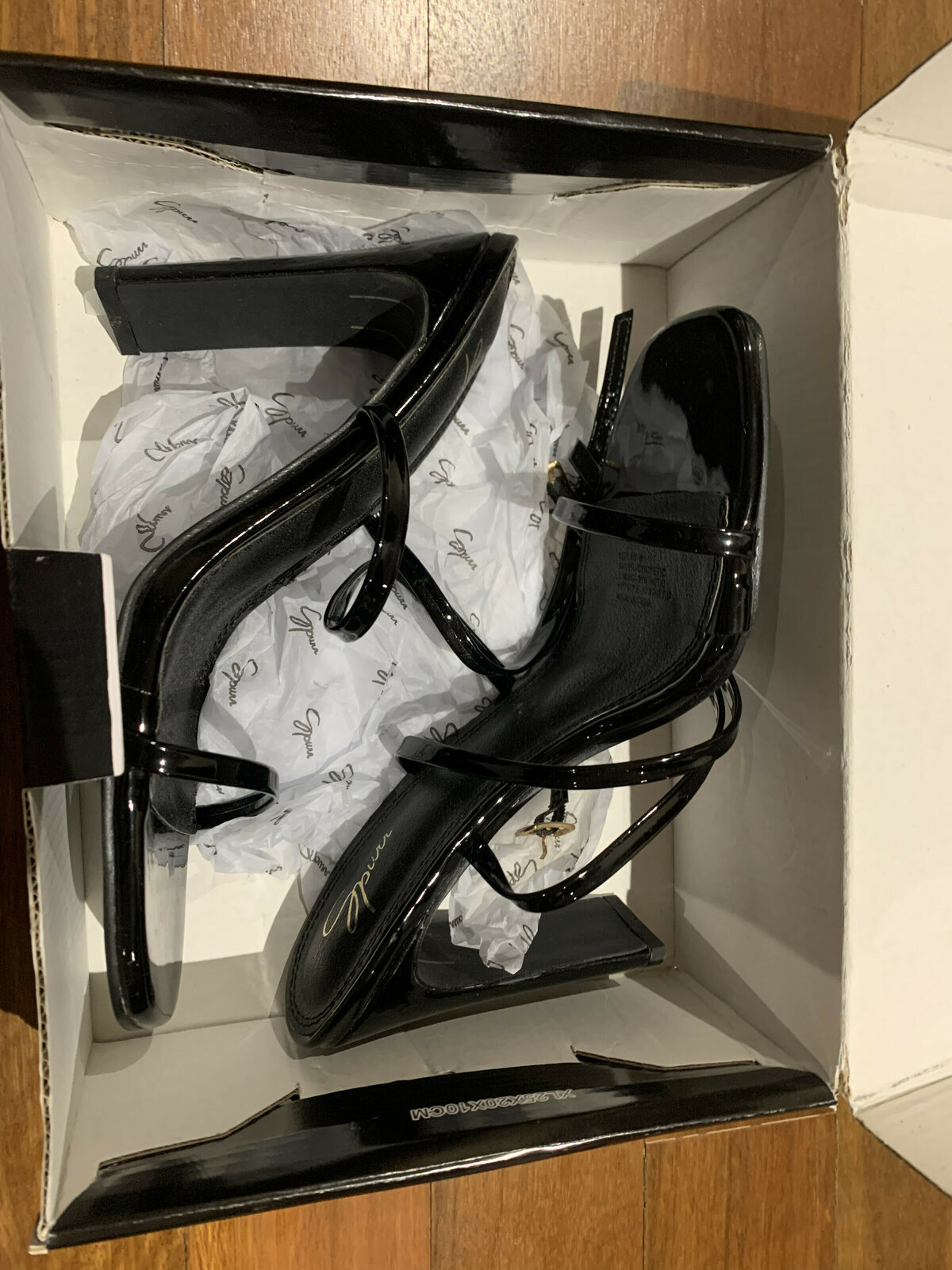 'Cascade' black patent heels (8) - new
