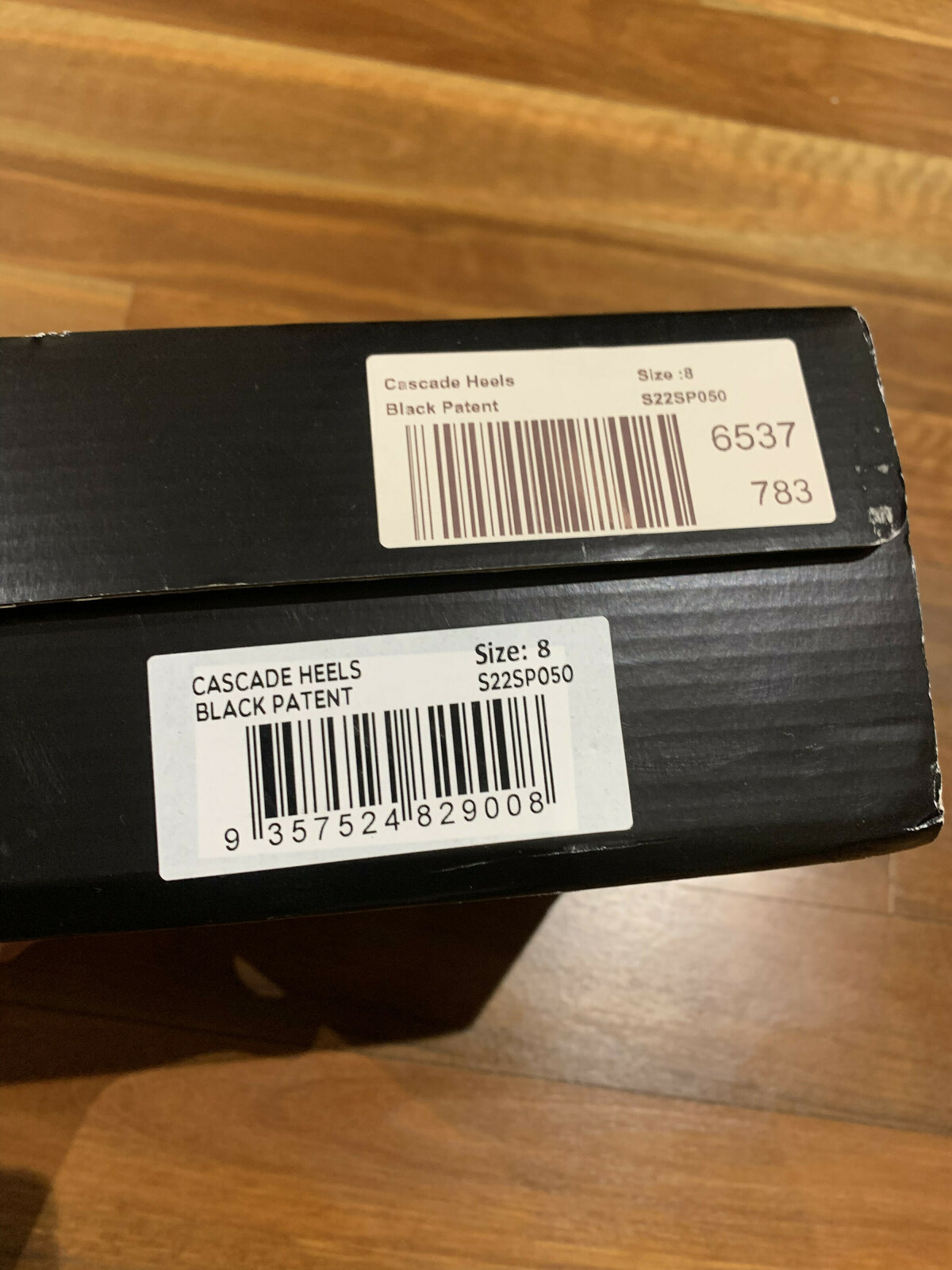 'Cascade' black patent heels (8) - new