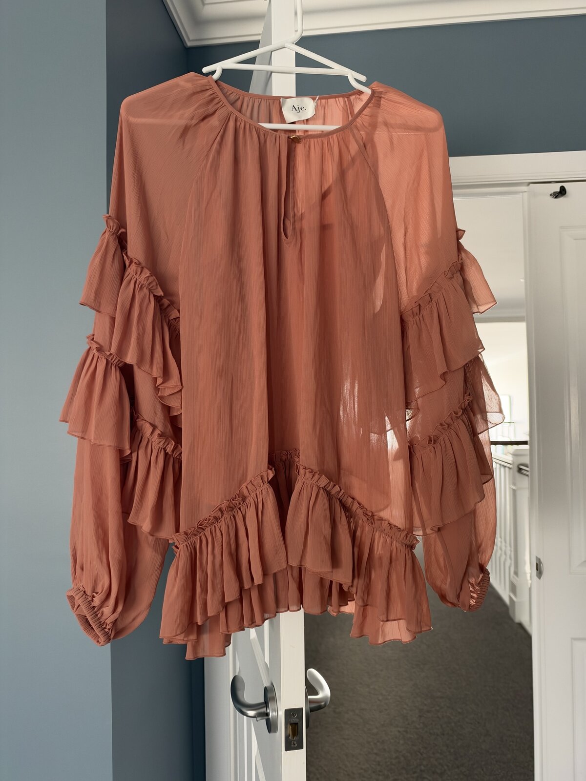 pink ruffle top