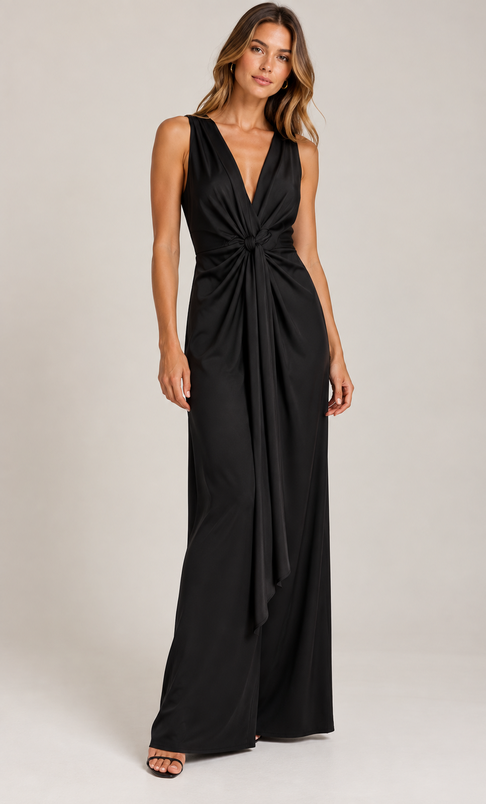 elegant black floor-length evening gown